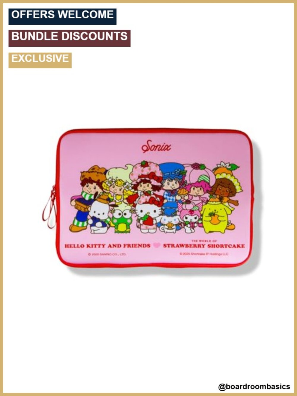Sanrio Neoprene Laptop Sleeve 16 inch Hello Kitty Strawberry Shortcake Tech Bag